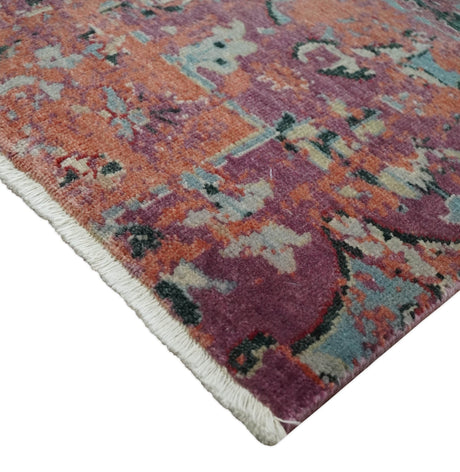 2x4 Hand Knotted Modern Abstract Rust And Purple Wool Rug