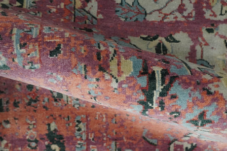 2x4 Hand Knotted Modern Abstract Rust And Purple Wool Rug