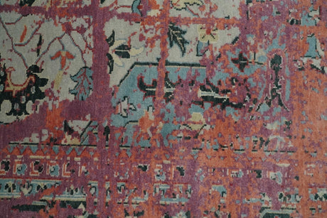 2x4 Hand Knotted Modern Abstract Rust And Purple Wool Rug