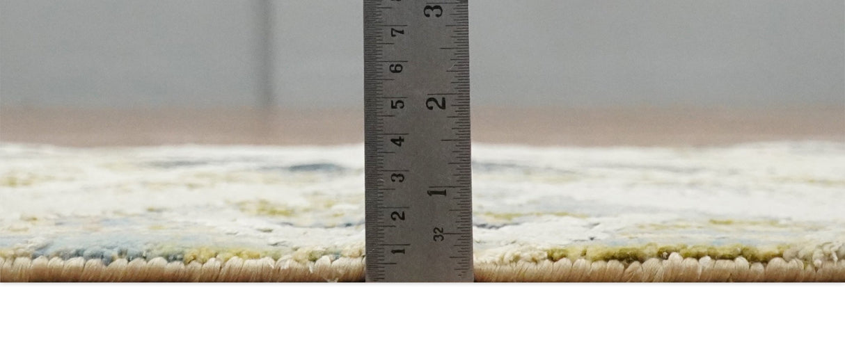 2x4 Hand Knotted Olive, Silver, Charcoal and Ivory with Wool and Art Silk | N7024-Area Rug-Parc Decor