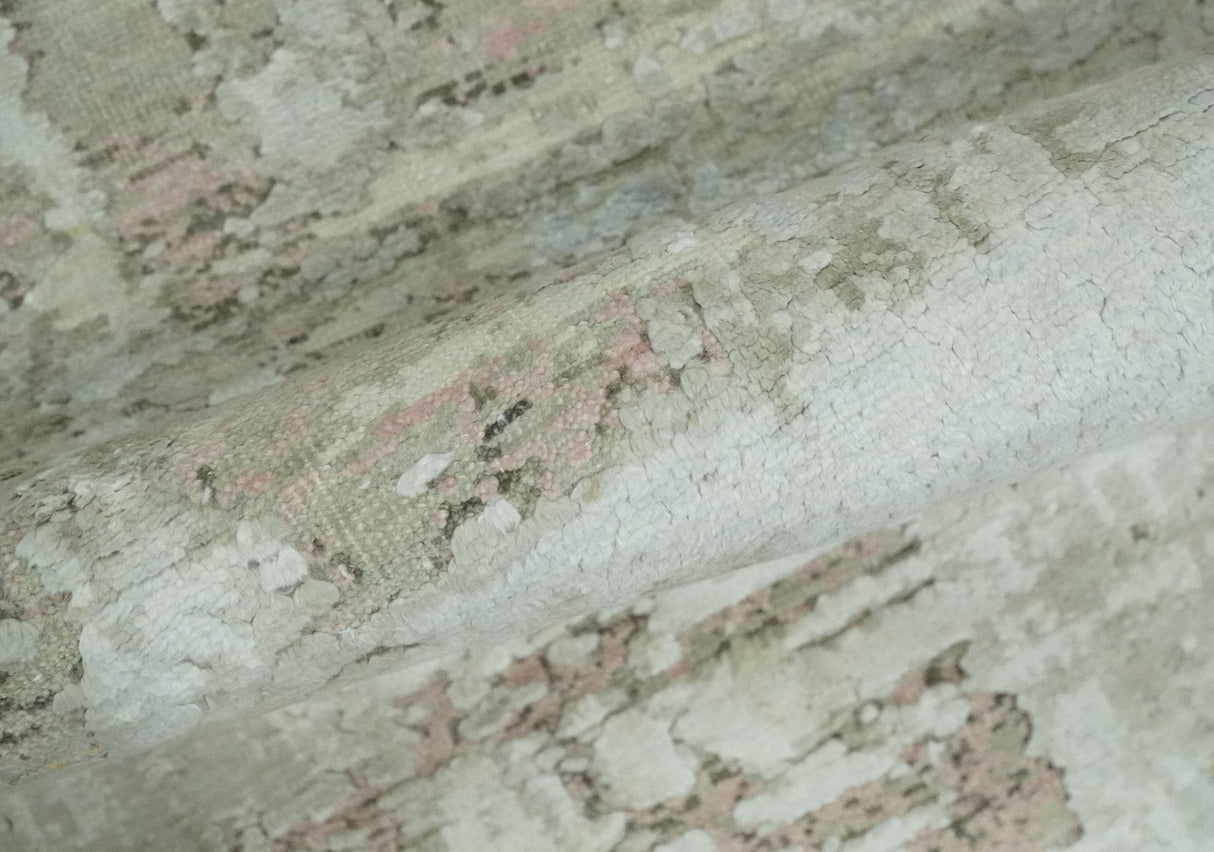 2x4 Modern Abstract Beige and Peach Rug made with Art Silk