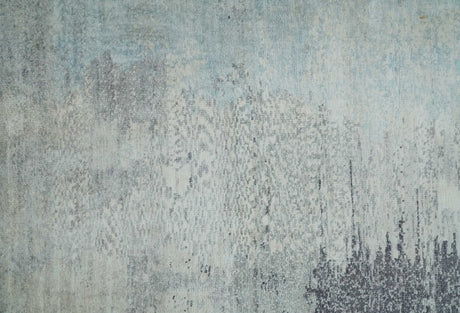 2x4 Modern Abstract Beige, Blue and Charcoal Bamboo Silk Rug| N6724-Area Rug-Parc Decor