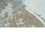 2x4 Modern Abstract Blue and Brown Hand Knotted Art Silk Rug