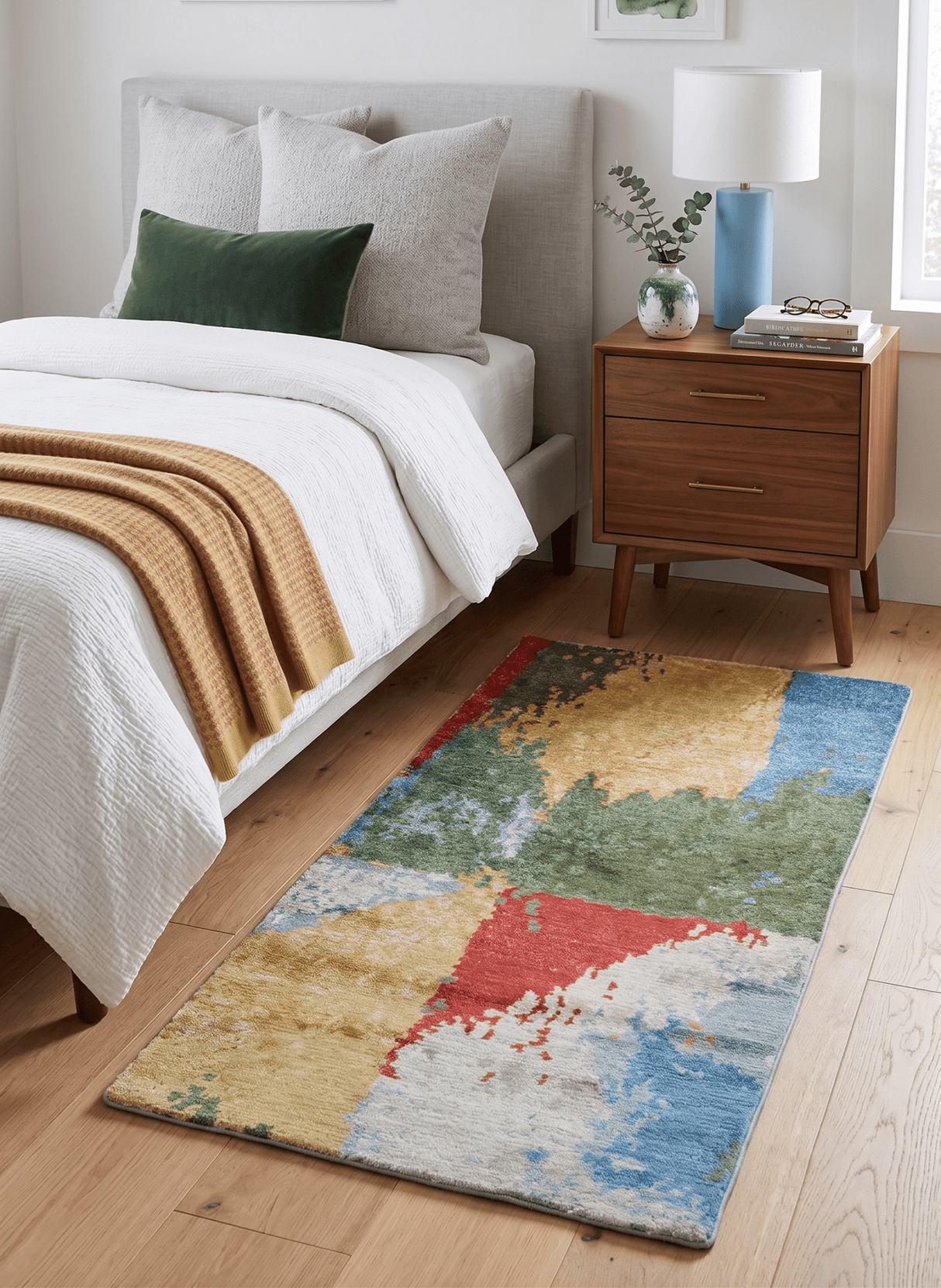 2x4 Modern Abstract Design Multicolor Wool and Silk Hand Knotted Rug
