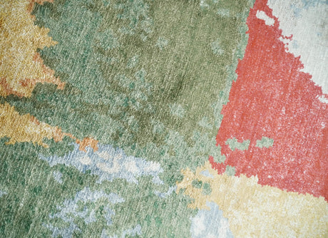 2x4 Modern Abstract Design Multicolor Wool and Silk Hand Knotted Rug