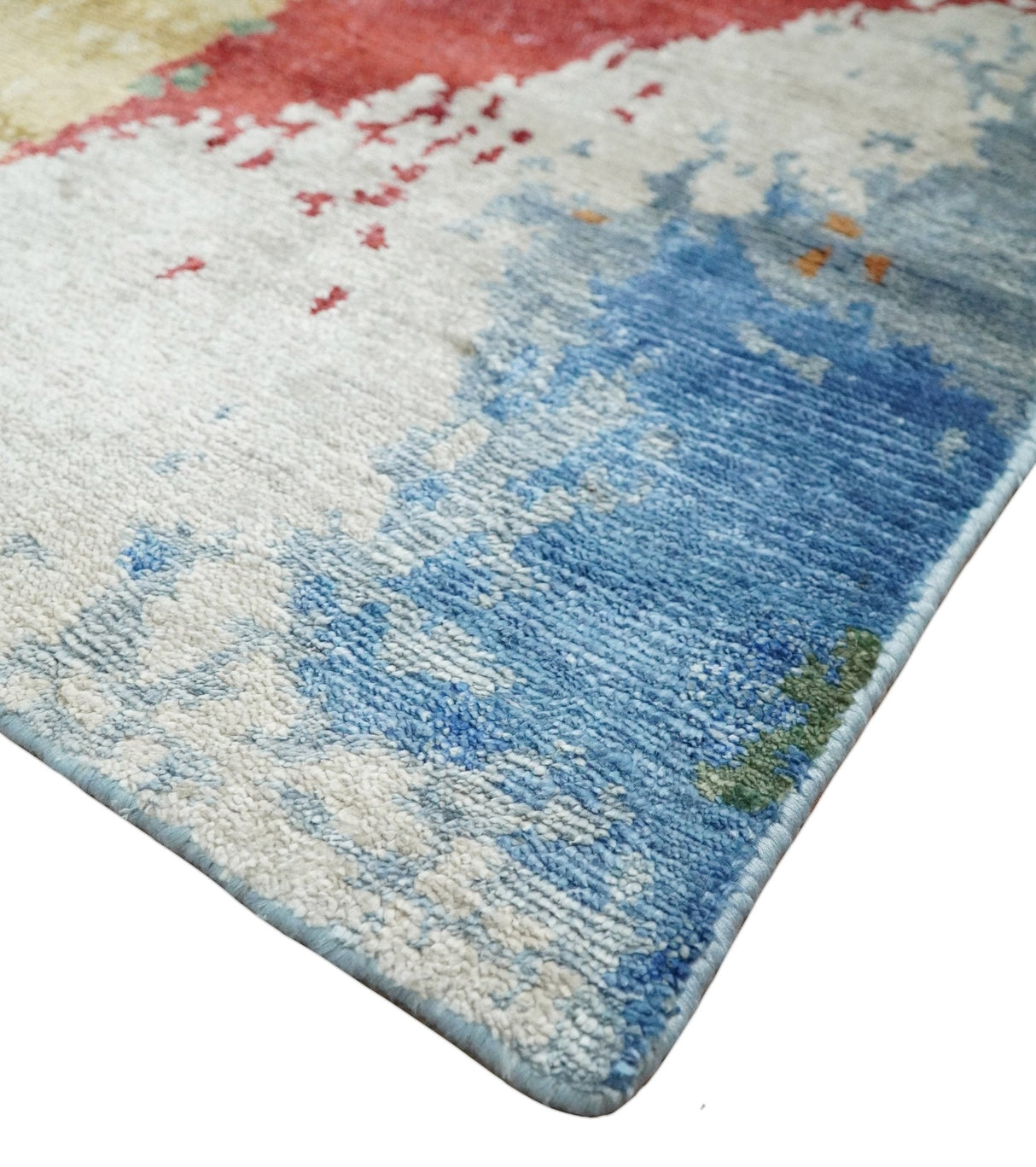 2x4 Modern Abstract Design Multicolor Wool and Silk Hand Knotted Rug