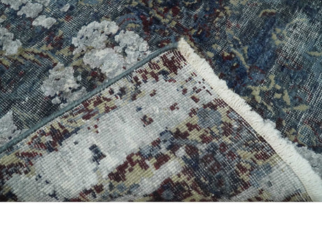2x4 Modern Abstract Gray and Silver Hand Knotted Wool Rug