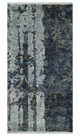 2x4 Modern Abstract Gray and Silver Hand Knotted Wool Rug