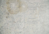 2x4 Modern Abstract Ivory and Gray Hand Knotted Art Silk Wool Rug