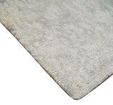 2x4 Modern Abstract Ivory and Gray Hand Knotted Art Silk Wool Rug