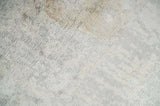 2x4 Modern Abstract Ivory and Gray Hand Knotted Art Silk Wool Rug