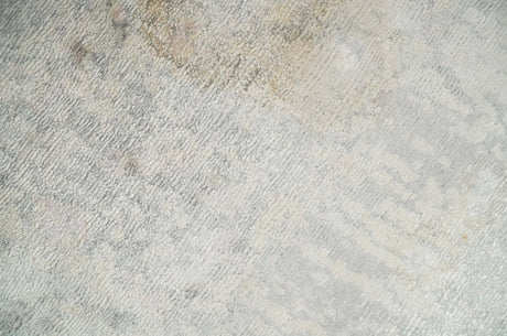 2x4 Modern Abstract Ivory and Gray Hand Knotted Art Silk Wool Rug