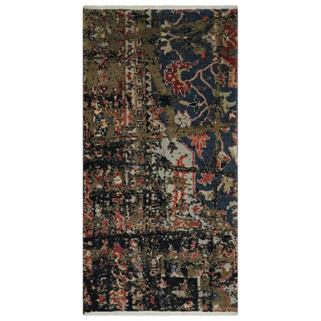 2x4 Modern Abstract Olive, Charcoal and Gray Wool Rug| N7524-Area Rug-Parc Decor