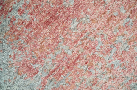 2x4 Modern Abstract Peach and Gray Bamboo Silk Hand Knotted Rug