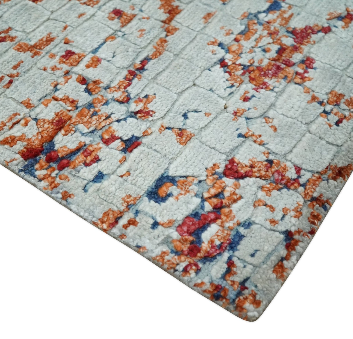 2x4 Modern Abstract Rust and Ivory Hand Loom Art Silk Rug