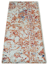 2x4 Modern Abstract Rust and Ivory Hand Loom Art Silk Rug