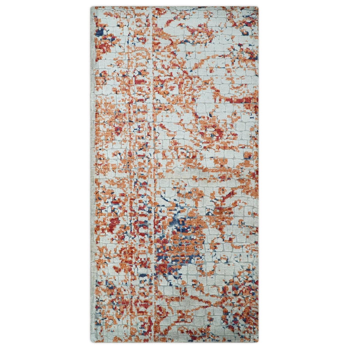 2x4 Modern Abstract Peach and Ivory Art Silk Rug| N8224