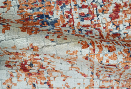 2x4 Modern Abstract Rust and Ivory Hand Loom Art Silk Rug