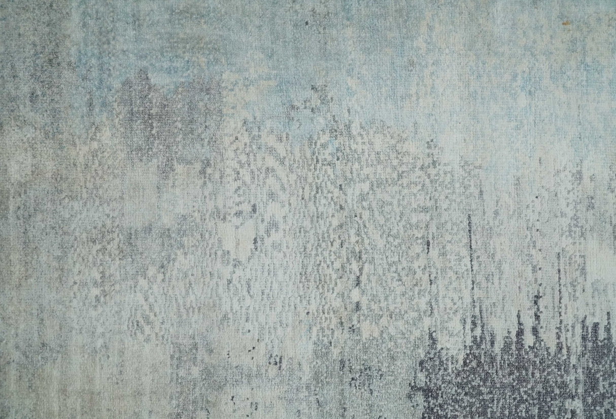 2x4 Modern Abstract Silver Hand Knotted Bamboo Silk Rug