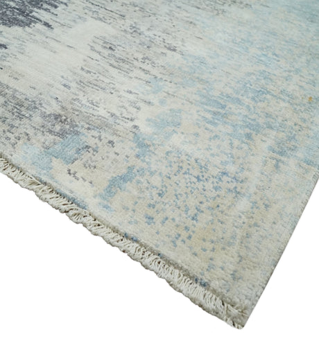 2x4 Modern Abstract Silver Hand Knotted Bamboo Silk Rug