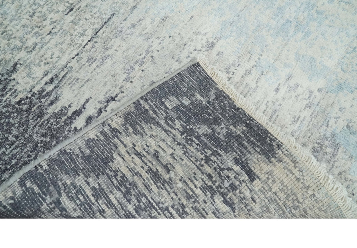 2x4 Modern Abstract Silver Hand Knotted Bamboo Silk Rug