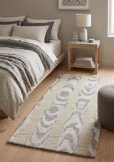 2x4 Modern Beige and Gray Wool and Silk Hand Knotted Rug