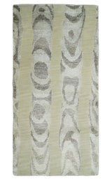 2x4 Modern Beige and Gray Wool and Silk Hand Knotted Rug