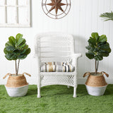 3’ Artificial Fiddle Leaf Fig Tree with Handmade Cotton & Jute Woven Planter DIY Kit - Set of 2-Parc Decor