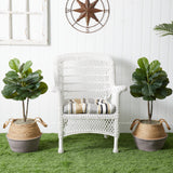 3’ Artificial Fiddle Leaf Fig Tree with Handmade Cotton & Jute Woven Planter DIY Kit - Set of 2-Parc Decor