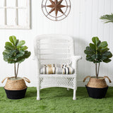 3’ Artificial Fiddle Leaf Fig Tree with Handmade Cotton & Jute Woven Planter DIY Kit - Set of 2-Parc Decor