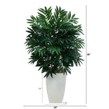 3’ Bamboo Palm Artificial Plant in White Metal Planter-Parc Decor