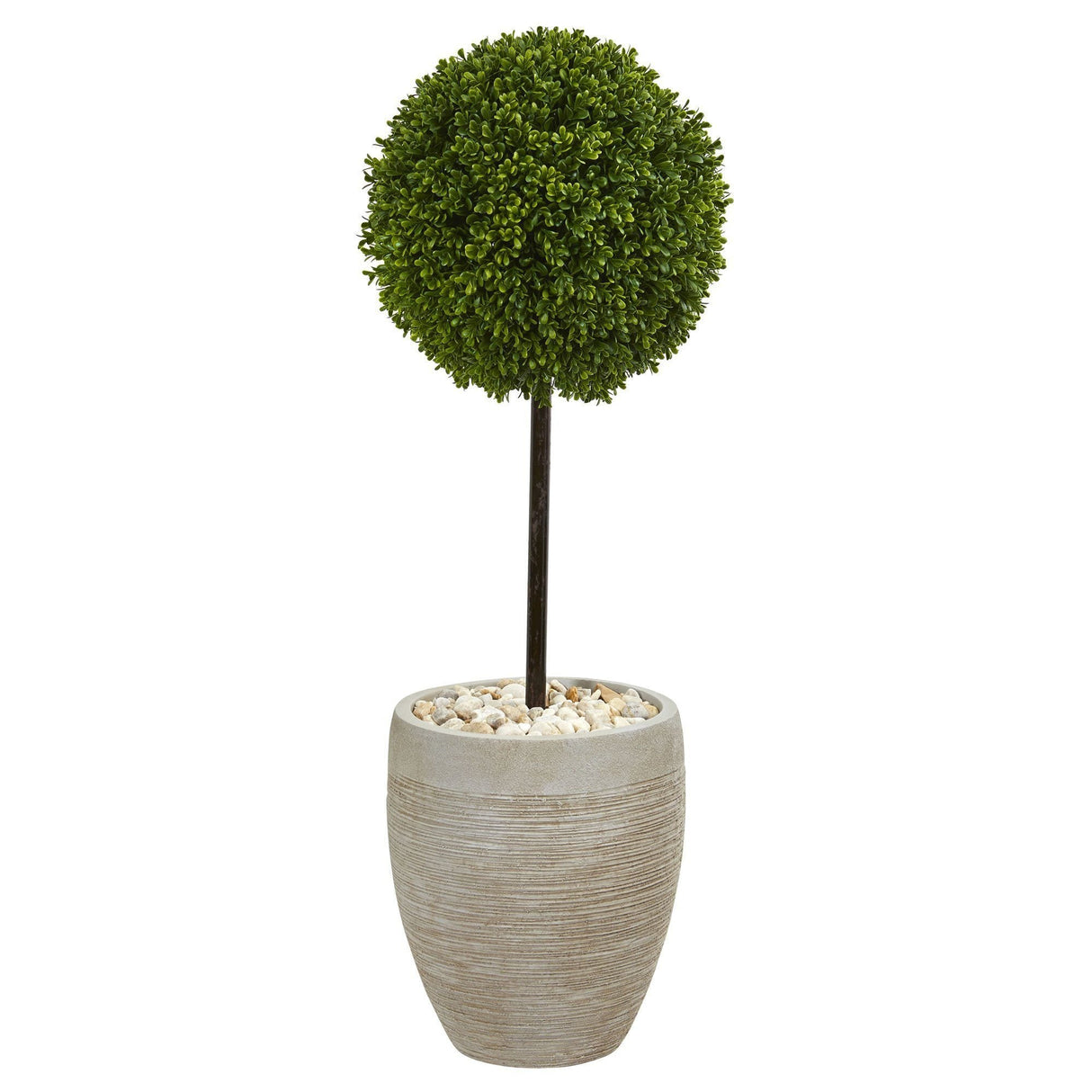 3’ Boxwood Ball Topiary Artificial Tree in Oval Planter UV Resistant (Indoor/Outdoor)-Parc Decor