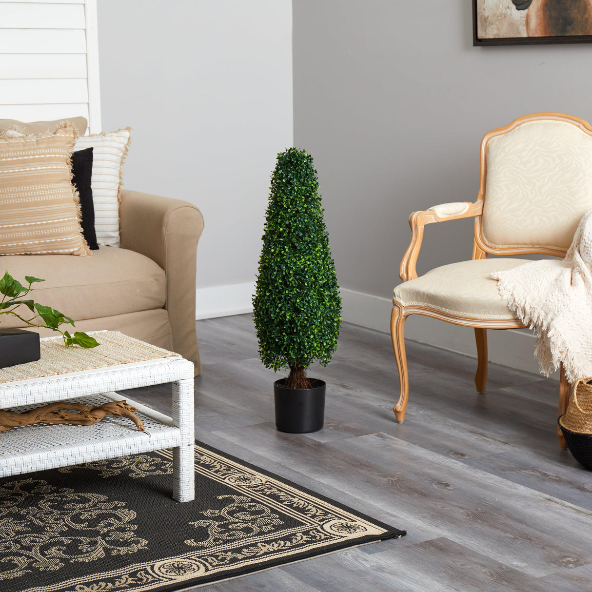 3’ Boxwood Tower Topiary UV Resistant (Indoor/Outdoor)-Parc Decor