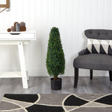 3’ Boxwood Tower Topiary UV Resistant (Indoor/Outdoor)-Parc Decor