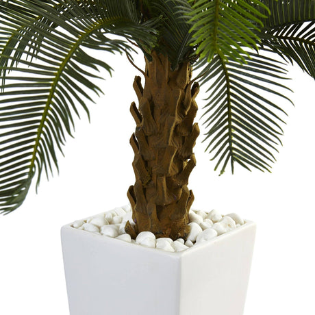 3’ Cycas Tree in White Tower Planter-Parc Decor