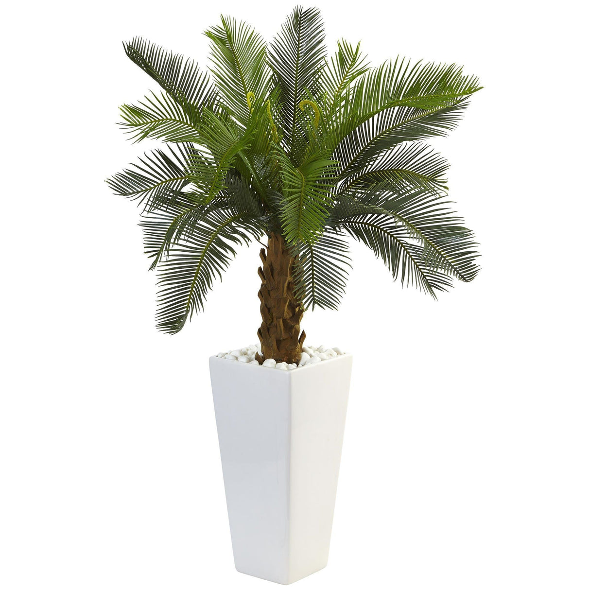 3’ Cycas Tree in White Tower Planter-Parc Decor