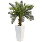 3’ Cycas Tree in White Tower Planter-Parc Decor