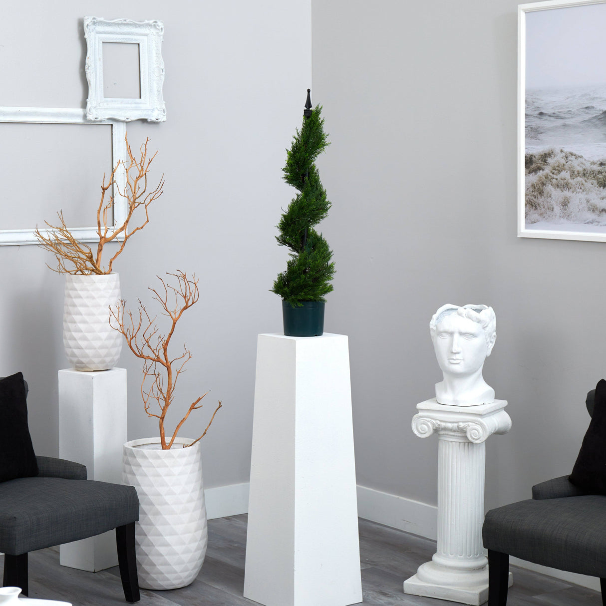 3' Cypress Spiral Topiary Artificial Tree-Parc Decor