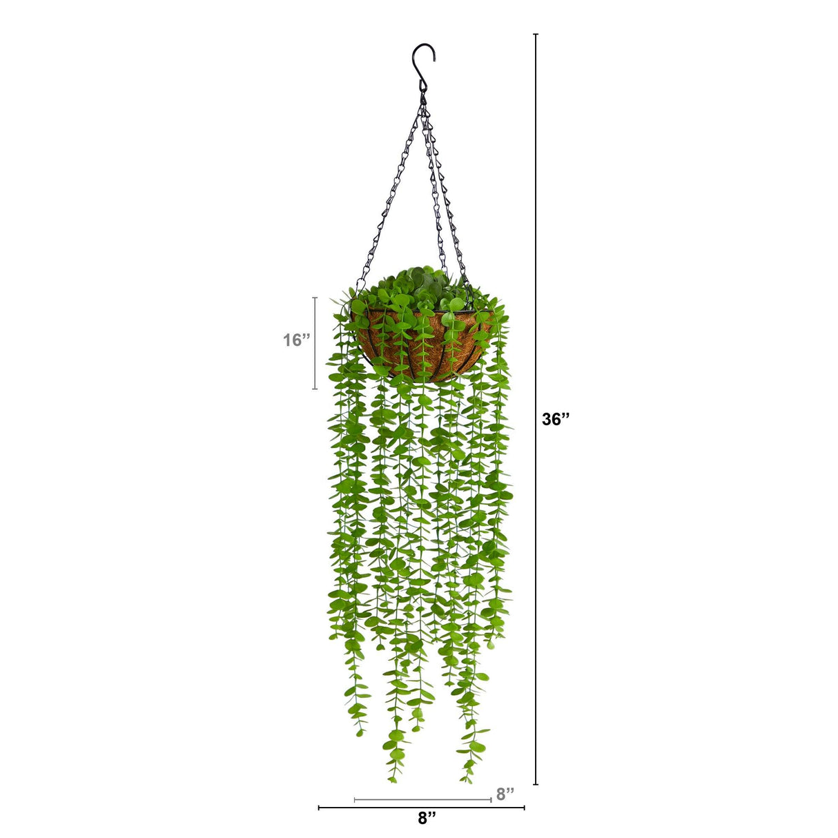 3’ Eucalyptus Artificial Plant in Hanging Basket-Parc Decor