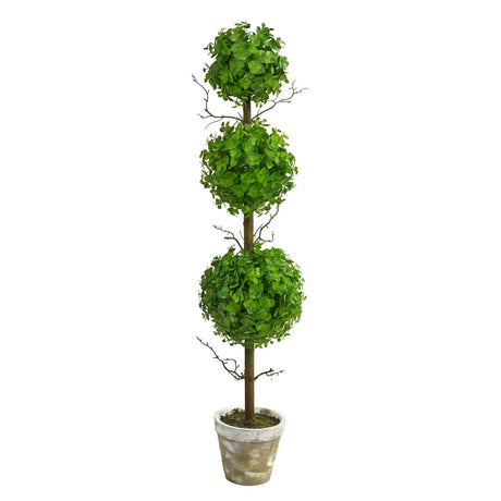 3’ Eucalyptus Triple Ball Topiary Artificial Tree-Parc Decor