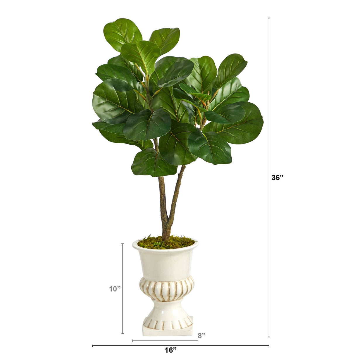 3’ Fiddle Leaf Fig Artificial Tree in White Urn-Parc Decor