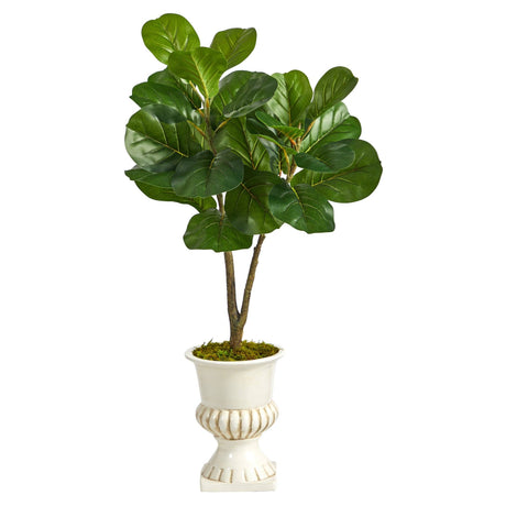 3’ Fiddle Leaf Fig Artificial Tree in White Urn-Parc Decor