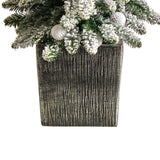 3’ Flocked Highland Fir Tree with 127 Branches and 20 LED Globe Lights in Decorative Planter-Parc Decor