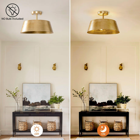 3-Light Golden Semi Flush Mount Lighting-Parc Decor