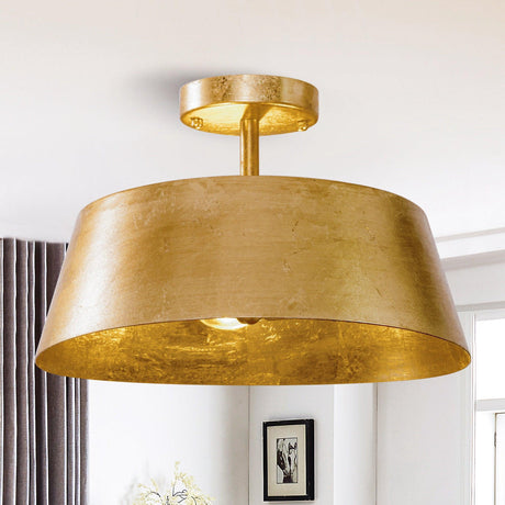 3-Light Golden Semi Flush Mount Lighting-Parc Decor