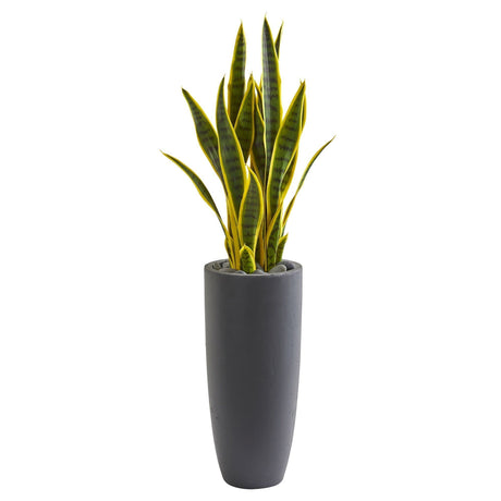 3’ Sansevieria Artificial Plant in Gray Bullet Planter-Parc Decor