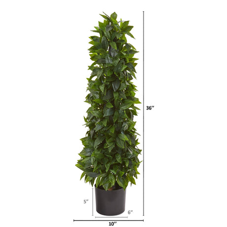 3’ Sweet Bay Cone Topiary Artificial Tree-Parc Decor