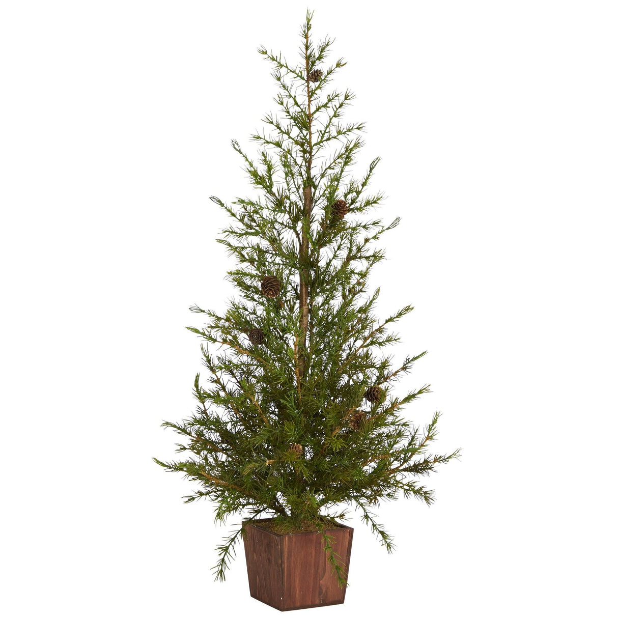 3’ Alpine “Natural Look” Artificial Christmas Tree in Wood Planter with Pine Cones-Christmas Tree-Parc Decor