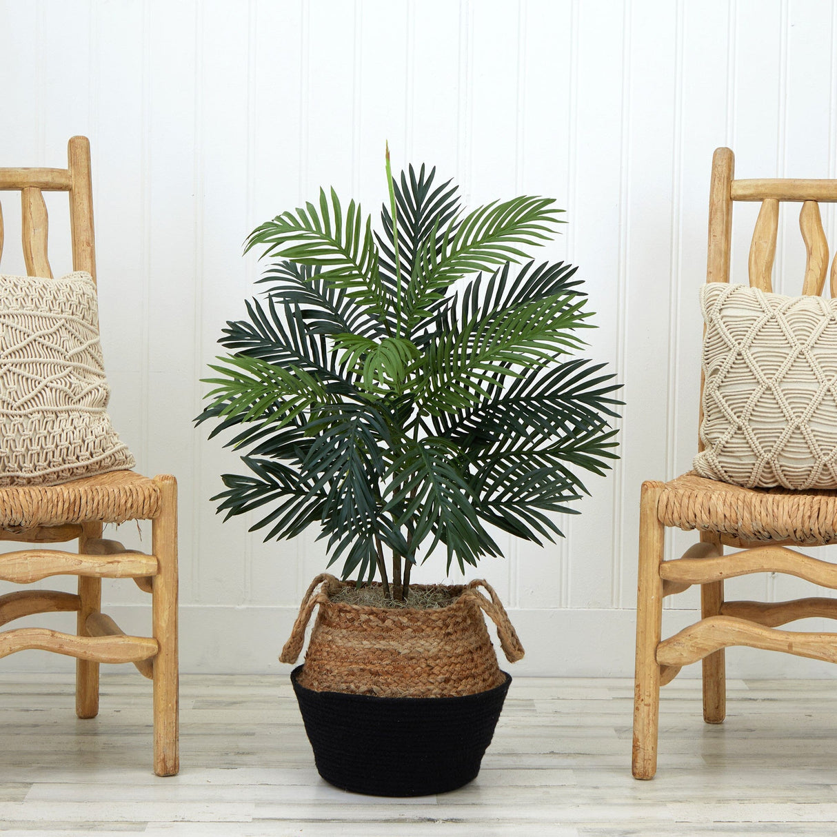 3' Artificial Areca Palm Tree with Handmade Jute & Cotton Basket DIY KIT-Plant in Planter-Parc Decor