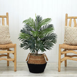 3' Artificial Areca Palm Tree with Handmade Jute & Cotton Basket DIY KIT-Plant in Planter-Parc Decor
